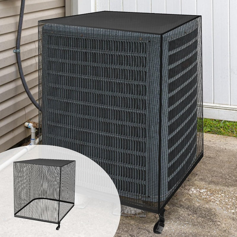 Full mesh cover installed over outdoor air conditioner condenser