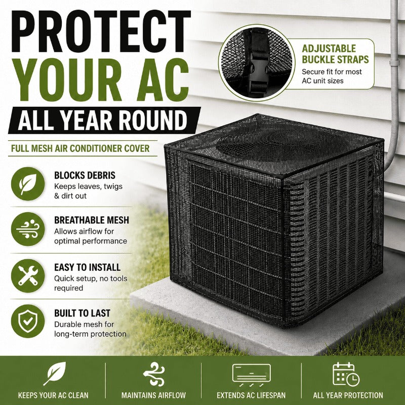 Breathable full mesh outdoor air conditioner cover